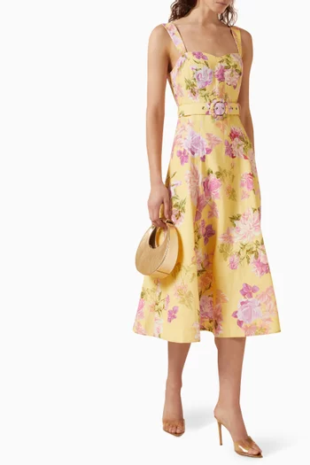 فستان روبا متوسط الطول بنقشة