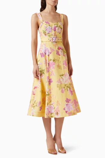 فستان روبا متوسط الطول بنقشة