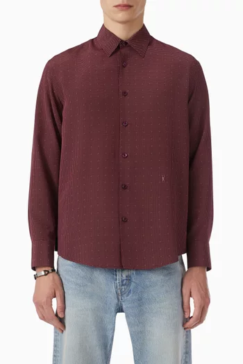 قميص منقط بشعار كاسندر حرير كريب صيني