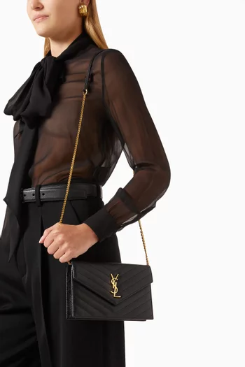 Cassandre Envelope Chain Wallet in Leather