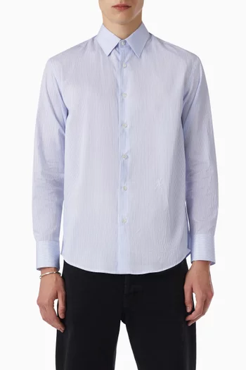 قميص مخطط بشعار كاسندر قطن بوبلين