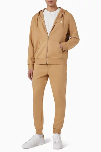 كنزة بغطاء رأس وسحّاب وشعار لاعب البولو على الحصان مزيج قطن