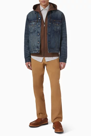 كنزة بغطاء رأس وسحّاب وشعار لاعب البولو على الحصان مزيج قطن