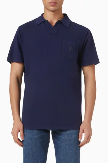 Logo Polo Shirt in Cotton & Linen