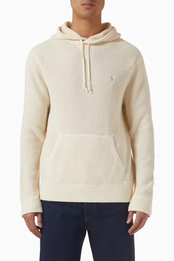 كنزة بغطاء رأس بملمس بارز قطن وصوف