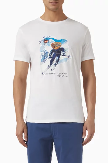 تي شيرت مزين بدب بولو قطن جيرسيه