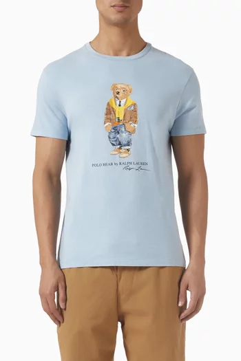 تي شيرت مزين بدب بولو قطن جيرسيه