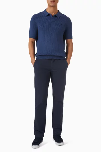 تي شيرت بولو بنسيج مضلع قطن