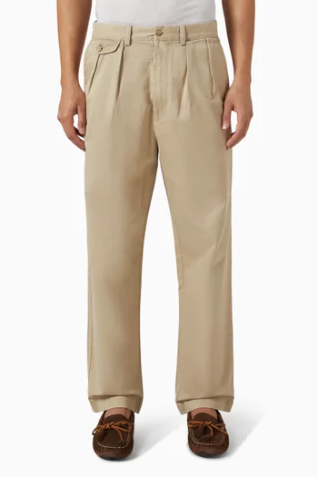 Pleated Chino Pants in Cotton