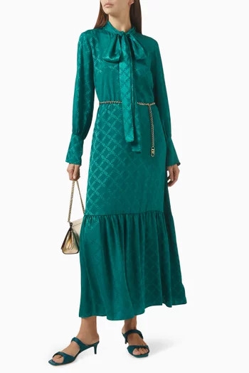 Logo Bow Maxi Dress in Jacquard