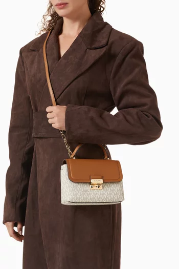 حقيبة تريبيكا مقاس XS بيد علوية قنب بشعار الماركة