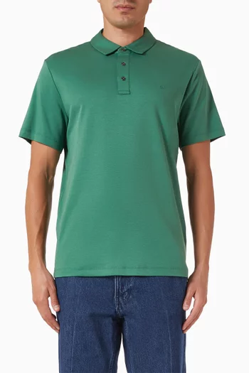 تي شيرت بولو مطرز بشعار الماركة قطن