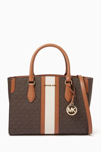 حقيبة ساتشل بيكا متوسطة قنب بنقشة شعار الماركة