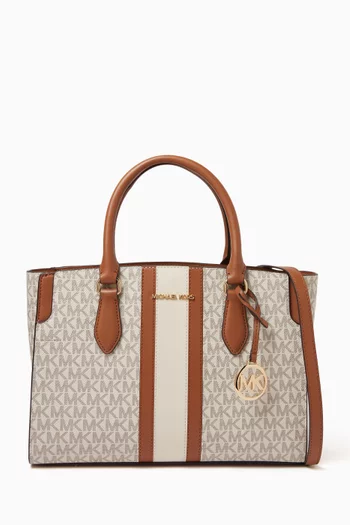 حقيبة ساتشل بيكا متوسطة قنب بنقشة شعار الماركة