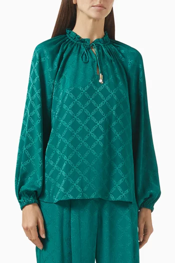 Logo Raglan-sleeve Top in Jacquard