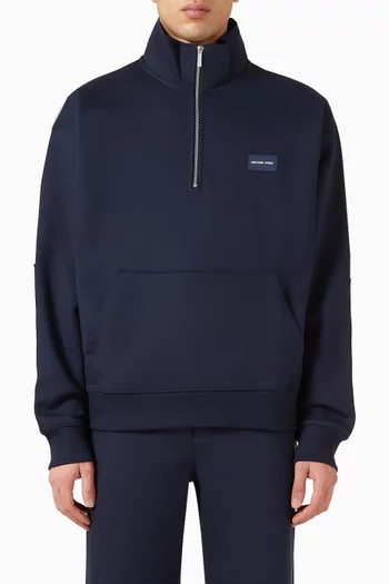 سترة بياقة عالية برقعة ستان قطن