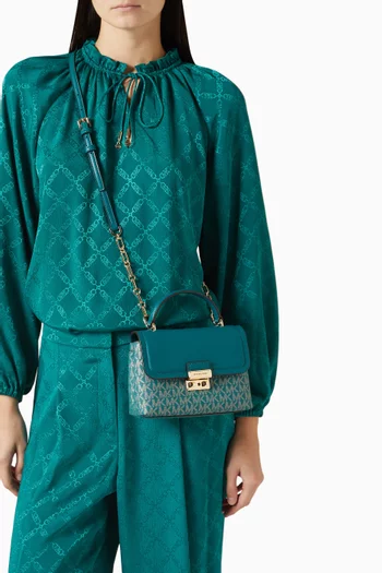 حقيبة تريبيكا مقاس XS بيد علوية قنب بشعار الماركة