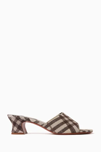 Sloane 45 Check Mules in Canvas