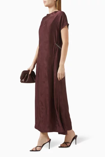 قفطان مطرز بكريستال سواروفسكي حرير جاكار