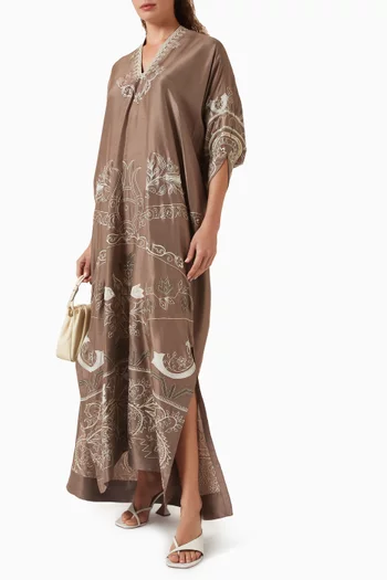 Embroidered Kaftan in Silk