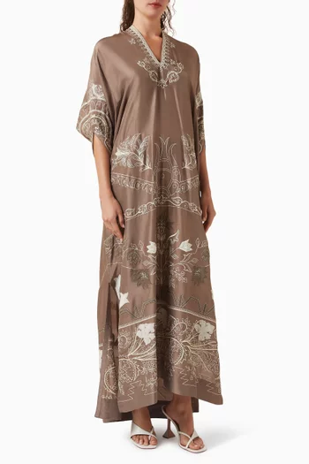 Embroidered Kaftan in Silk
