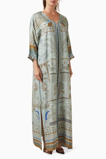 Printed Kaftan in Silk-twill