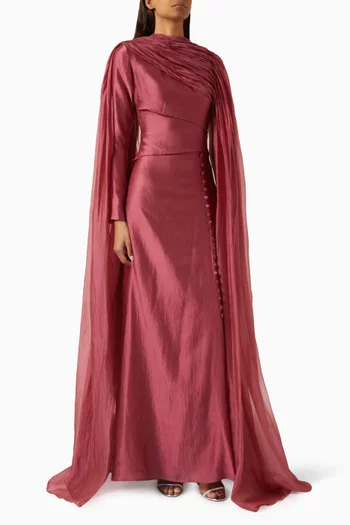 Ophira Slit Cape Gown