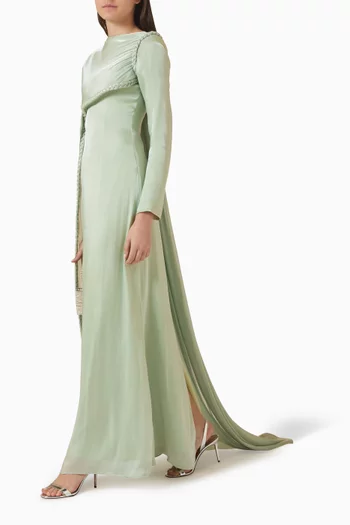 Whispers of Silk Cape Gown