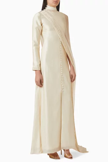 Lunara Slit Cape Gown