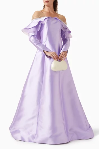 Off-shoulder Ruffle Gown