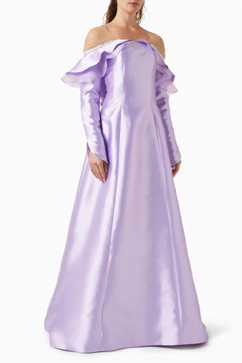 Off-shoulder Ruffle Gown