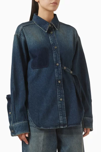 قميص بيلا بشريط على الخصر دينم