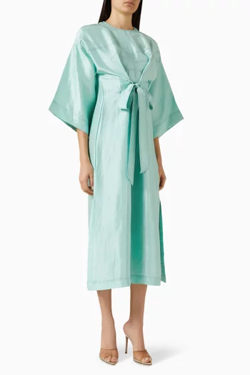 فستان بحياكة بارزة بلون مغاير