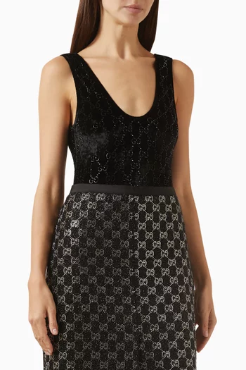 GG Crystal-embellished Bodysuit in Chenille