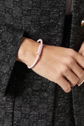 Logo Bracelet in Enamel & Leather