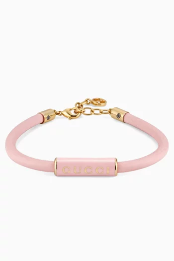 Logo Bracelet in Enamel & Leather