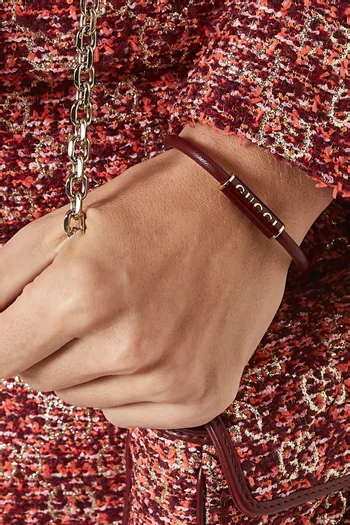 Logo Bracelet in Enamel & Leather