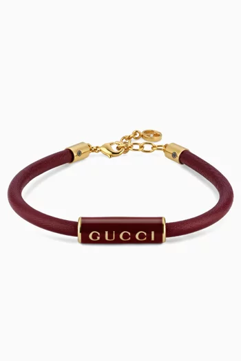 Logo Bracelet in Enamel & Leather