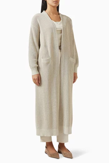 كارديغان نسيج شبكي لامع ومزيج قطن