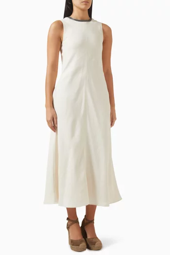 فستان بياقة مطرزة بخرز مونيلي تويل