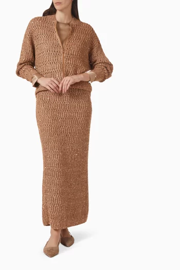 كارديغان نسيج مجدول ولامع