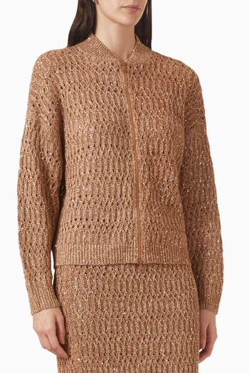 كارديغان نسيج مجدول ولامع