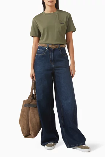 تي شيرت مطرز بخرز مونيلي قطن وجيرسيه