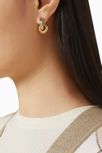 Bale Wiggle Hoop Earrings in Two-tone Brass