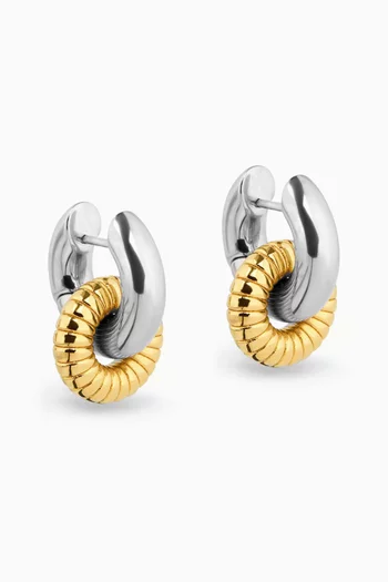 Bale Wiggle Hoop Earrings in Two-tone Brass