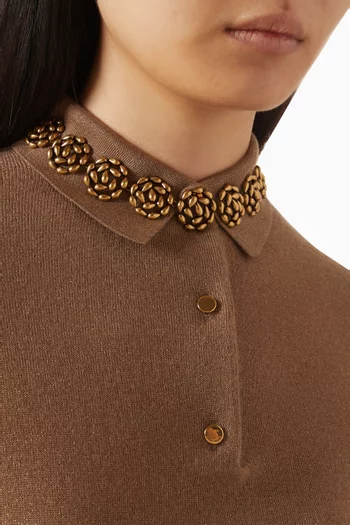 Droplet Flowers Necklace in Gold-tone Brass