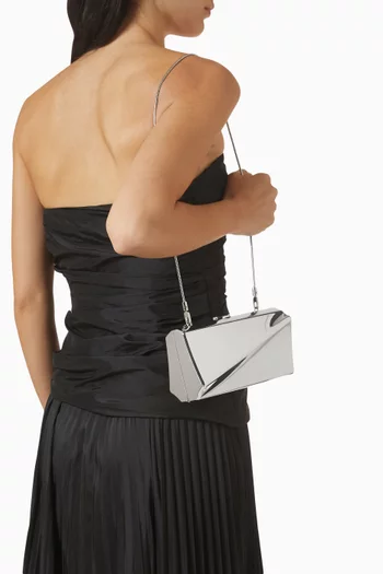 Ripple Clutch Bag in Silver-tone Metal