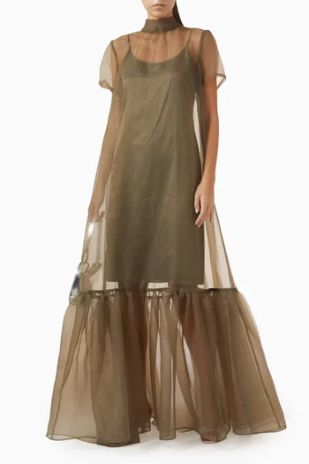 فستان سهرة كالونا مزين بتطريزات أورجانزا