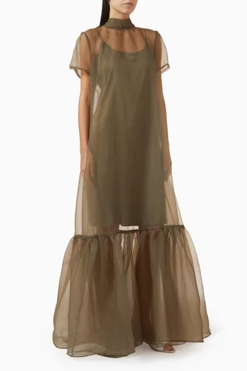 فستان سهرة كالونا مزين بتطريزات أورجانزا