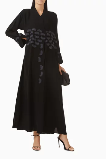 Embellished Laser-cut Abaya in Tulle